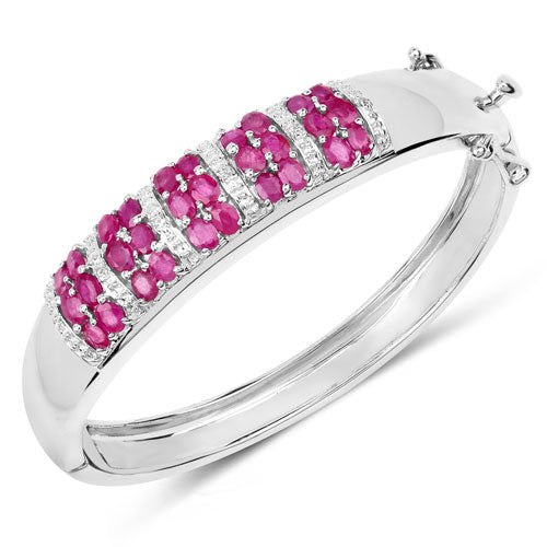 6.65 Carat Genuine Ruby and White Topaz .925 Sterling Silver Bracelet on sale at MyriadMart