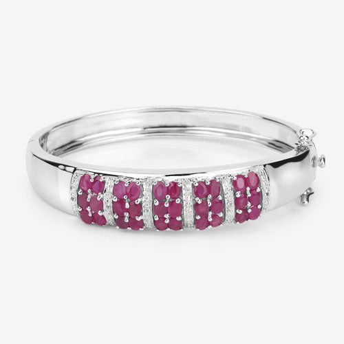6.65 Carat Genuine Ruby and White Topaz .925 Sterling Silver Bracelet on sale at MyriadMart