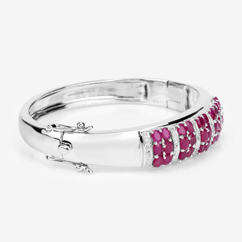 6.65 Carat Genuine Ruby and White Topaz .925 Sterling Silver Bracelet on sale at MyriadMart