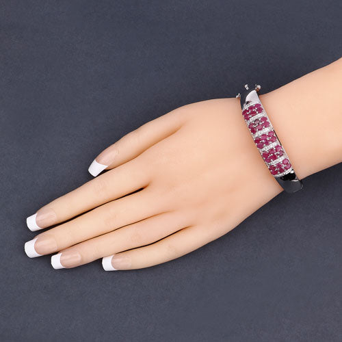 6.65 Carat Genuine Ruby and White Topaz .925 Sterling Silver Bracelet on sale at MyriadMart