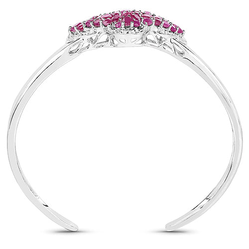 7.38 Carat Glass Filled Ruby, Ruby and White Topaz .925 Sterling Silver Bangle on sale at MyriadMart