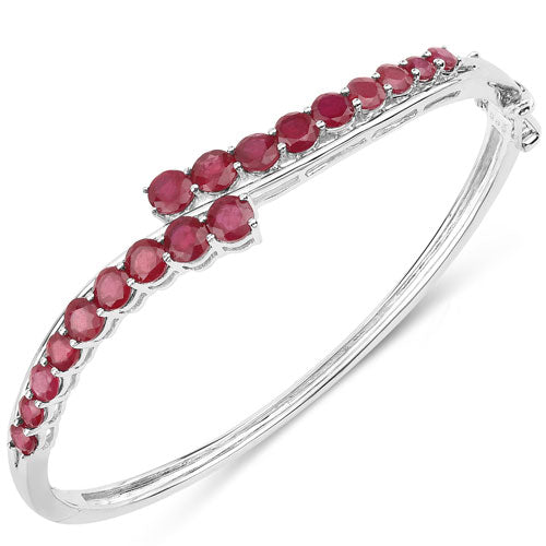 9.10 Carat Glass Filled Ruby .925 Sterling Silver Bangle on sale at MyriadMart