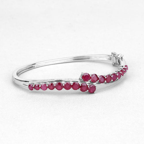 9.10 Carat Glass Filled Ruby .925 Sterling Silver Bangle on sale at MyriadMart