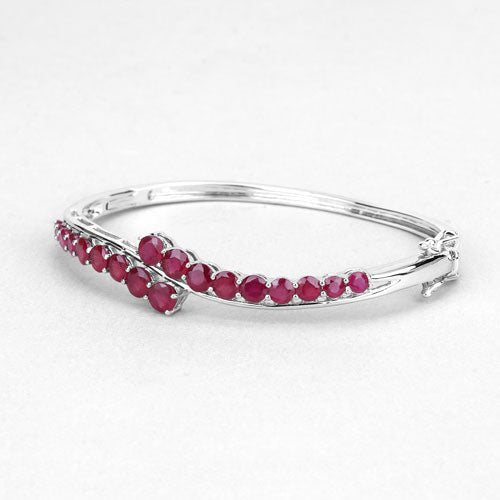 9.10 Carat Glass Filled Ruby .925 Sterling Silver Bangle on sale at MyriadMart