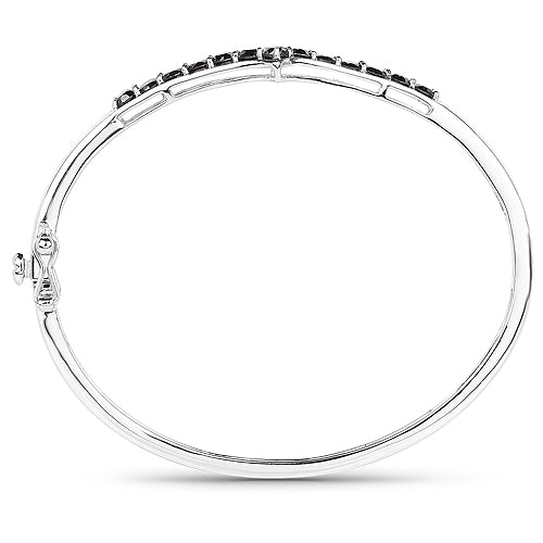 2.28 Carat Genuine Black Diamond .925 Sterling Silver Bangle on sale at MyriadMart