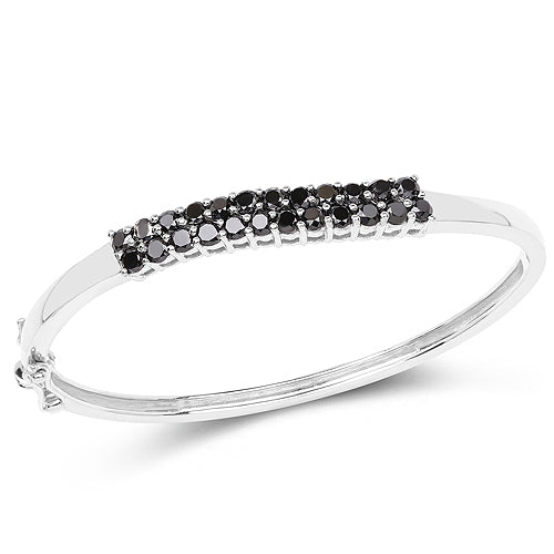 3.53 Carat Genuine Black Diamond .925 Sterling Silver Bangle on sale at MyriadMart