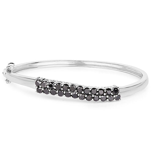 3.53 Carat Genuine Black Diamond .925 Sterling Silver Bangle on sale at MyriadMart