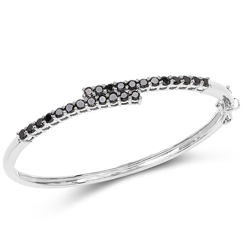 2.52 Carat Genuine Black Diamond .925 Sterling Silver Bangle on sale at MyriadMart