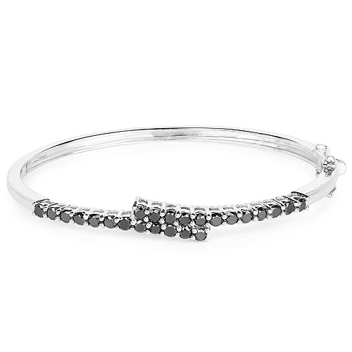 2.52 Carat Genuine Black Diamond .925 Sterling Silver Bangle on sale at MyriadMart