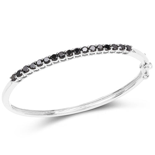 2.50 Carat Genuine Black Diamond .925 Sterling Silver Bangle on sale at MyriadMart