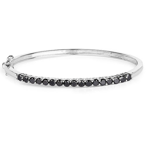 2.50 Carat Genuine Black Diamond .925 Sterling Silver Bangle on sale at MyriadMart