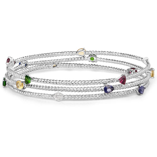 3.88 Carat Genuine Multi Stones .925 Sterling Silver Bracelet on sale at MyriadMart