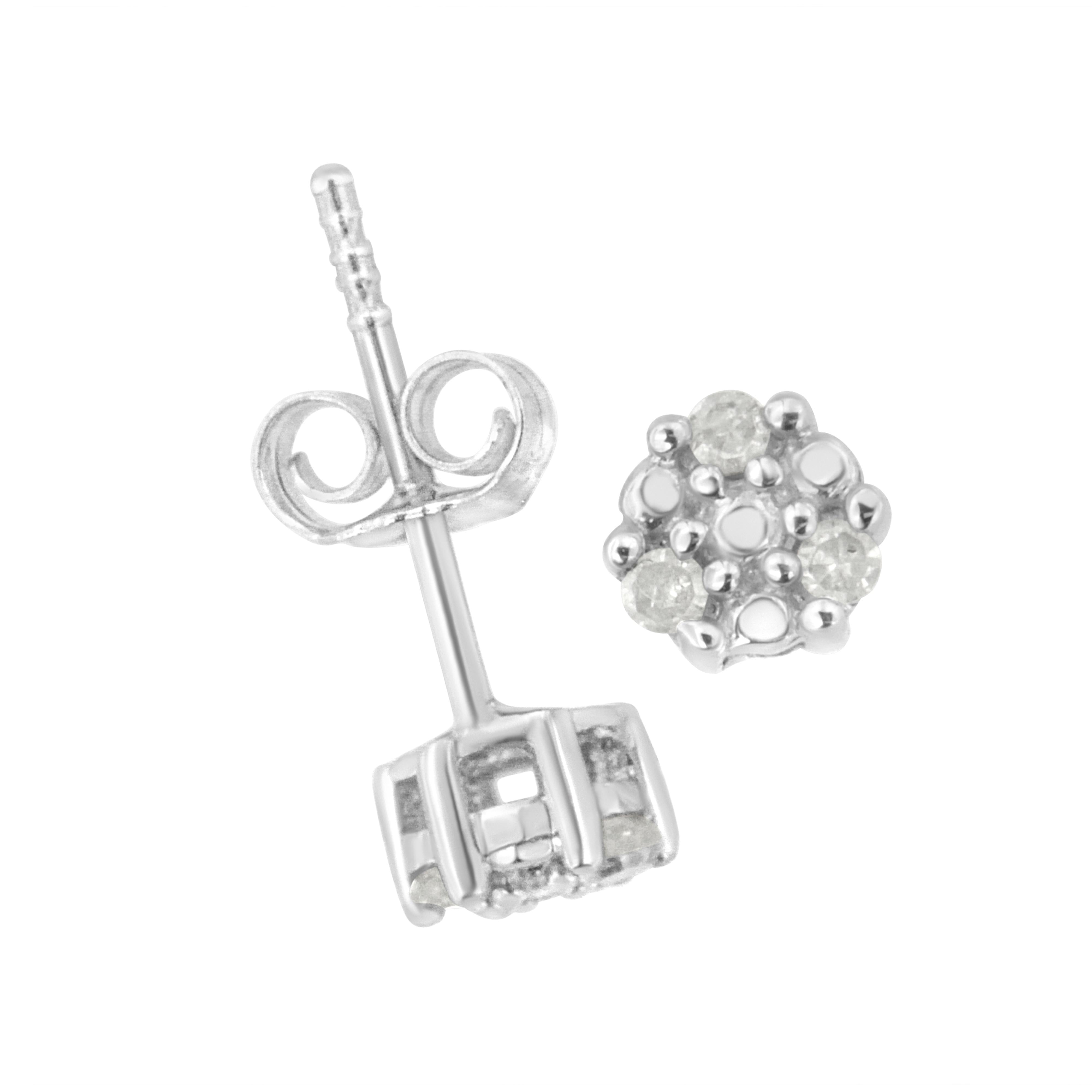 .925 Sterling Silver 1/10 cttw Prong Set Round-Cut Trio Diamond Stud Earrings I-J Color, I3 Clarity on sale at MyriadMart