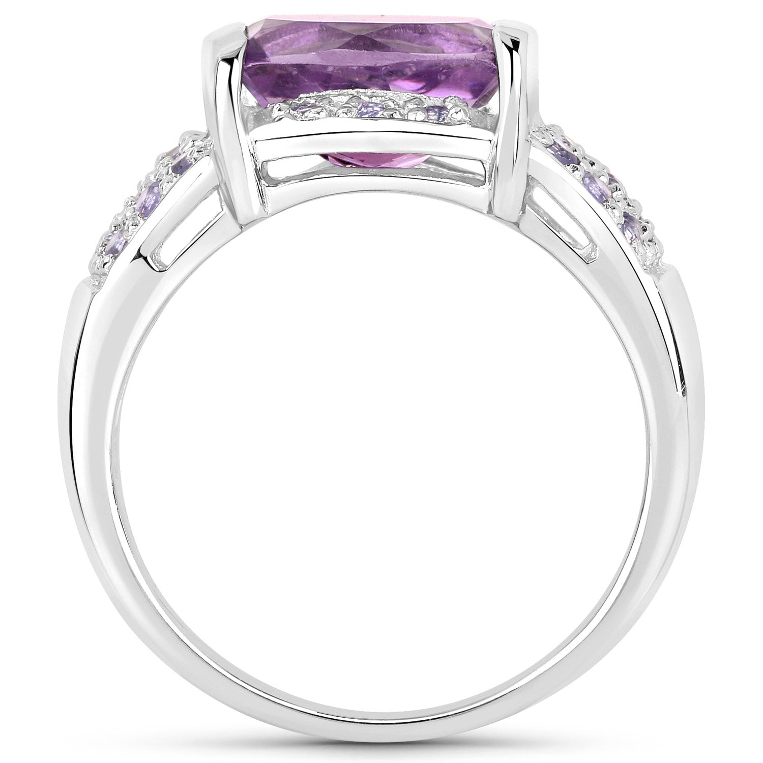 3.08 Carat Genuine Amethyst and Tanzanite .925 Sterling Silver Ring on sale at MyriadMart