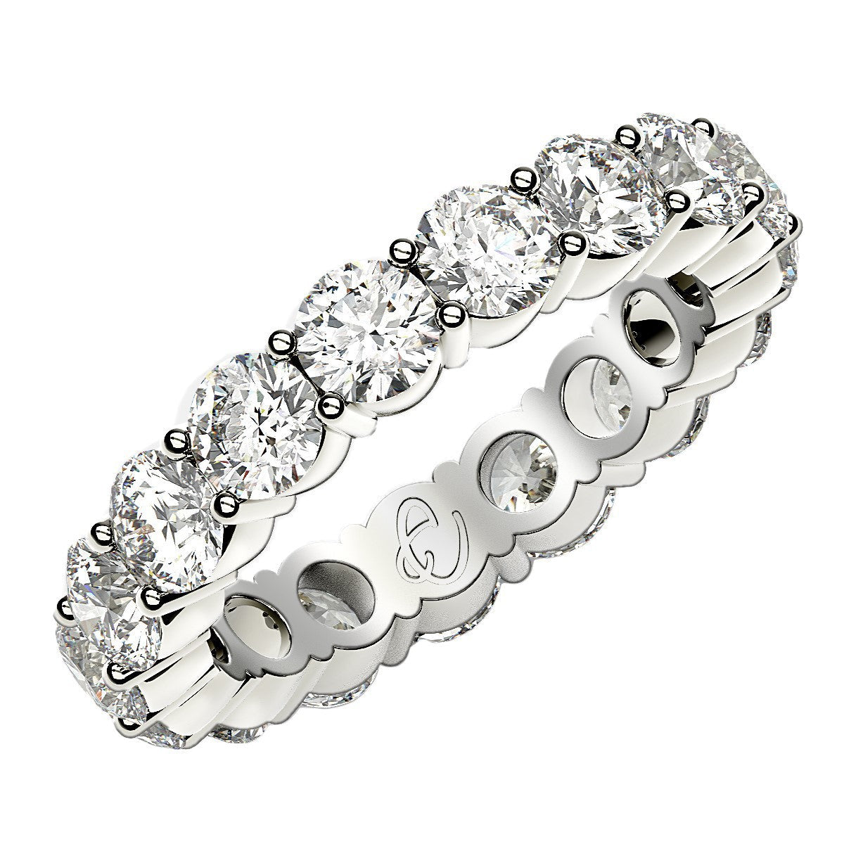 Round Cut Lab Grown Diamond Eternity Ring in 14k White Gold 3 cttw FG/VS2 on sale at MyriadMart