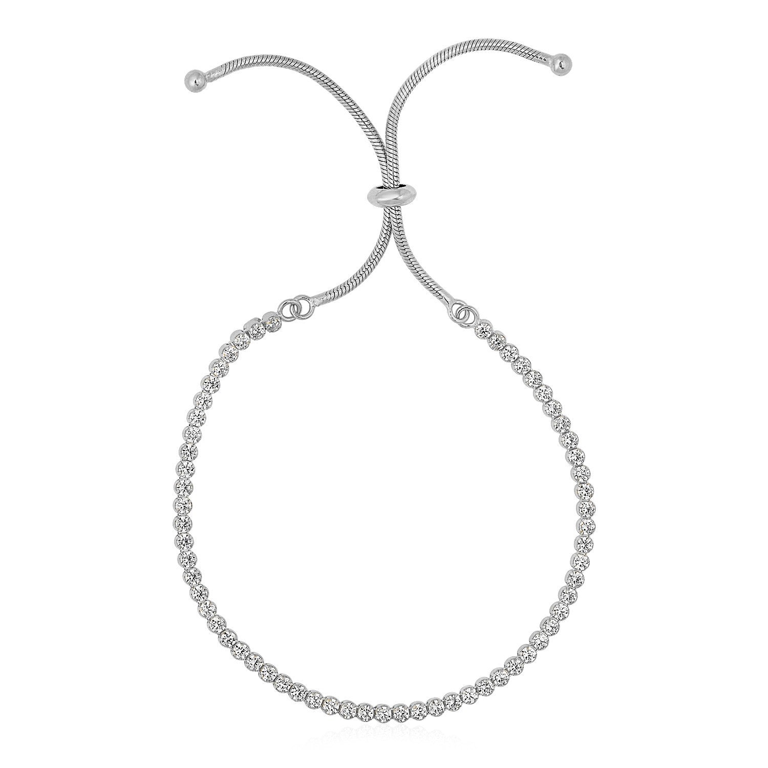 Adjustable Tennis Style Bracelet with Cubic Zirconia in Sterling Silver on sale at MyriadMart