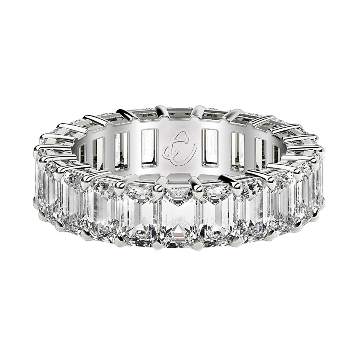Emerald Cut Lab Grown Diamond Eternity Ring in 14k White Gold 4 cttw FG/VS2 on sale at MyriadMart