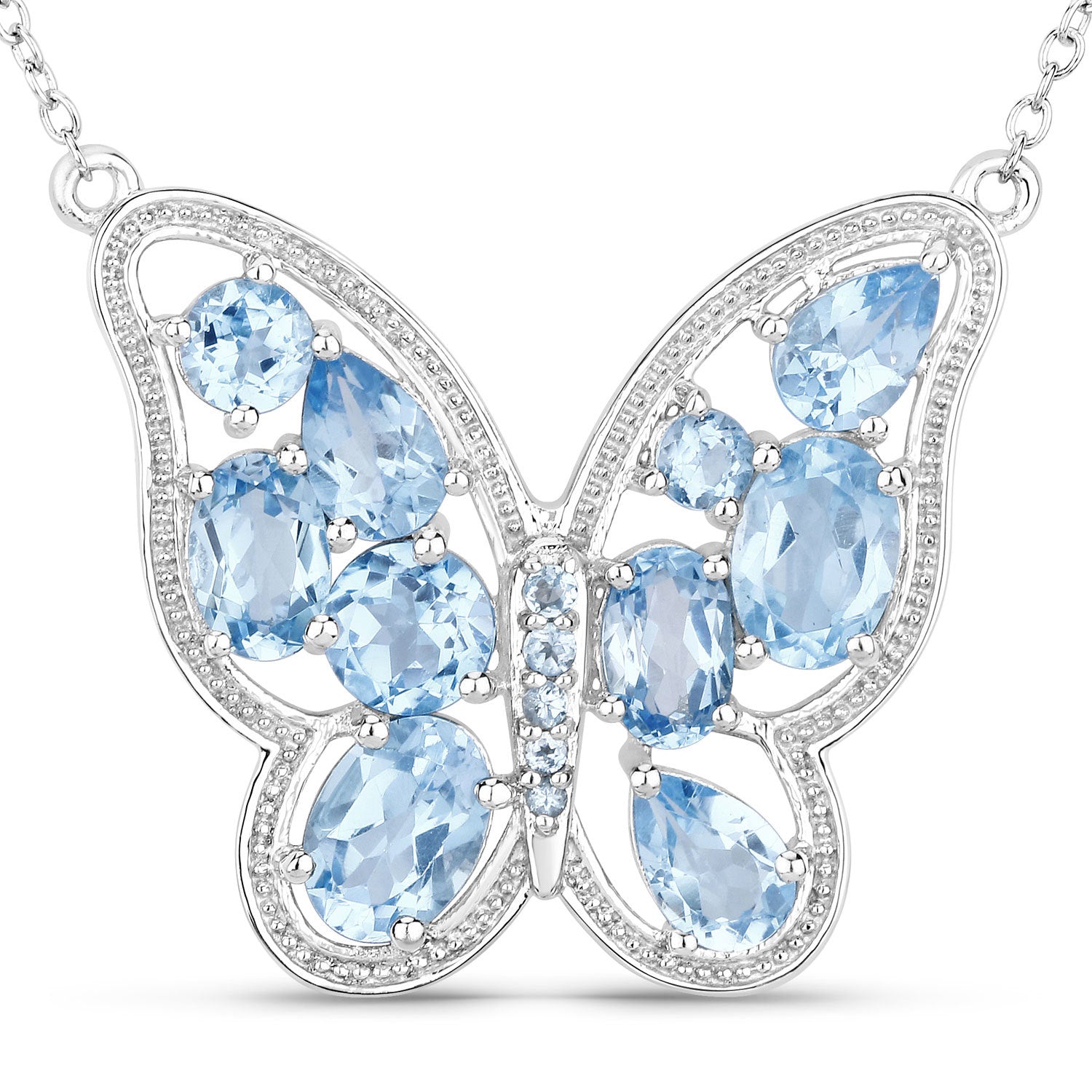 5.54 Carat Genuine Swiss Blue Topaz .925 Sterling Silver Necklace on sale at MyriadMart