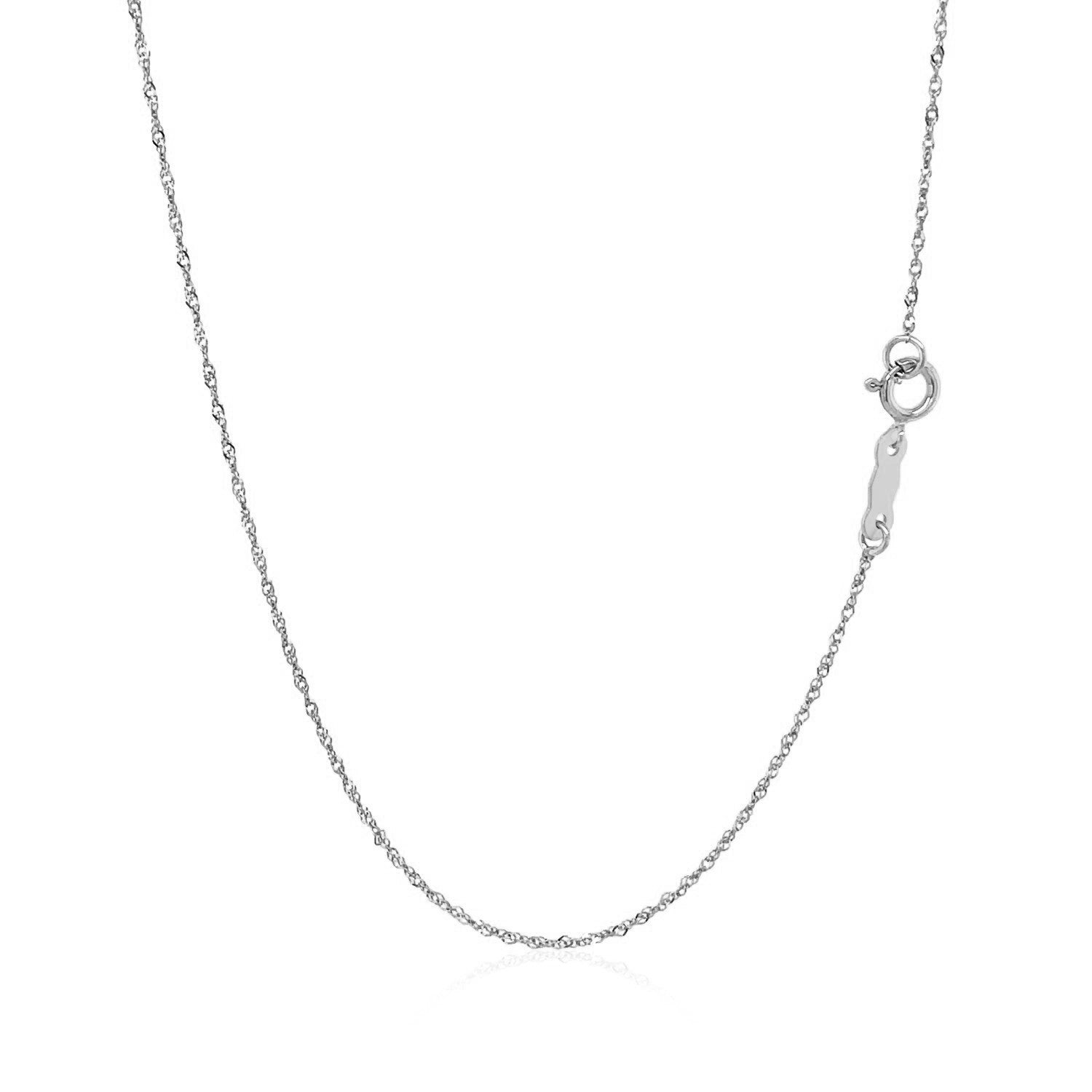14k White Gold Singapore Chain 0.8mm on sale at MyriadMart