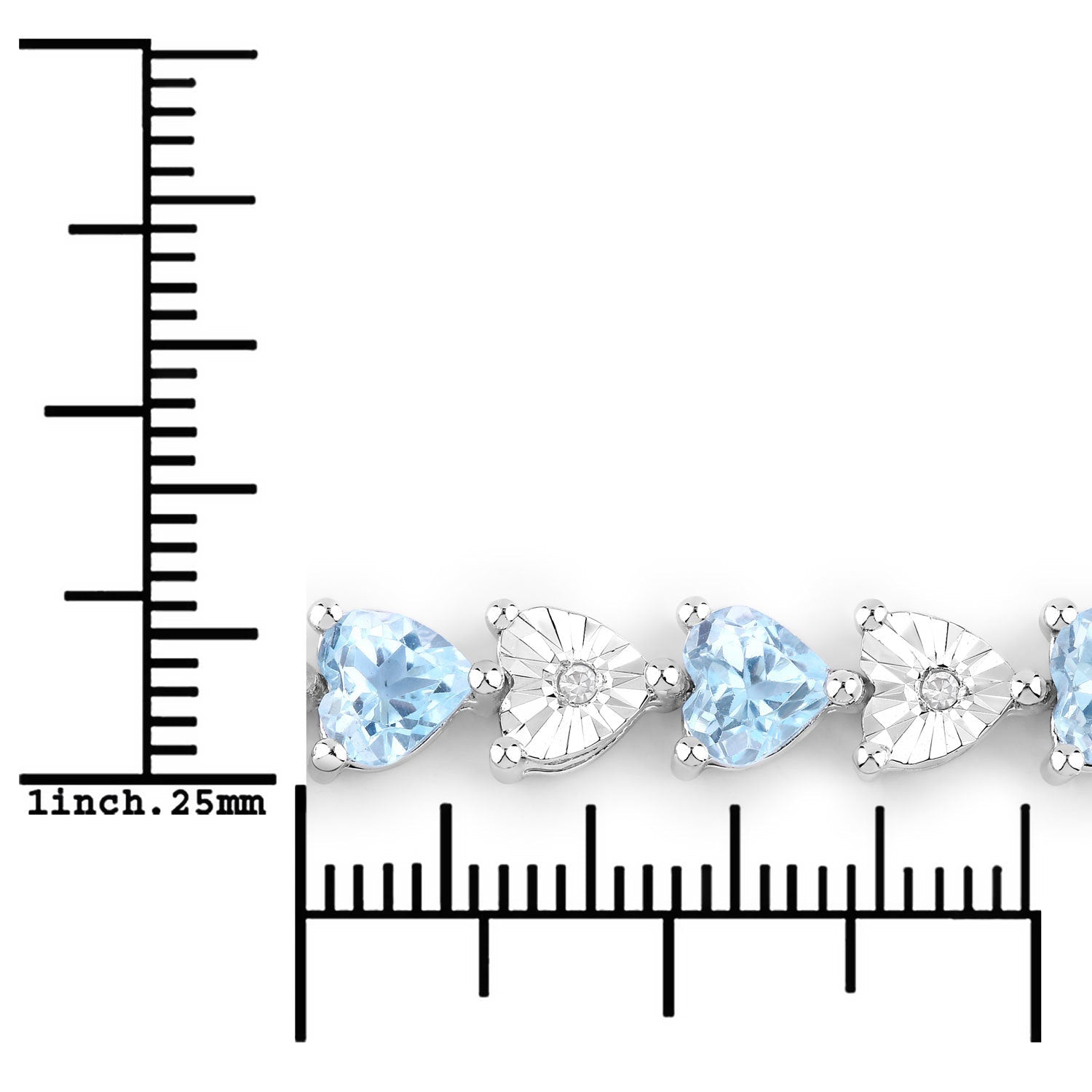 7.64 Carat Genuine Blue Topaz and White Diamond .925 Sterling Silver Bracelet on sale at MyriadMart