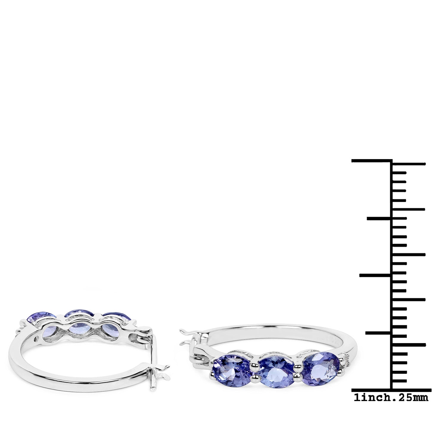 1.99 Carat Genuine Tanzanite and White Diamond .925 Sterling Silver Earrings on sale at MyriadMart