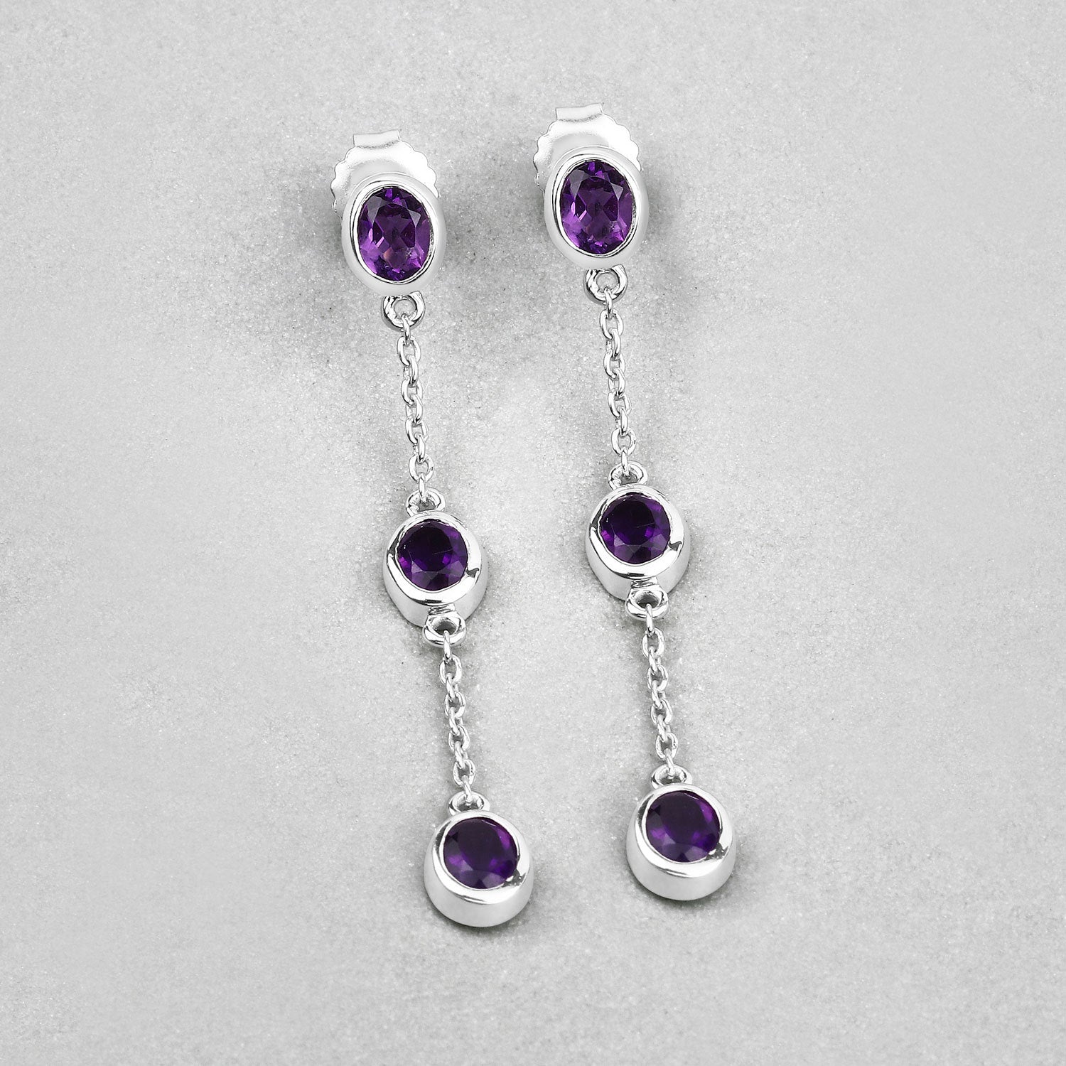 2.04 Carat Genuine Amethyst .925 Sterling Silver Earrings on sale at MyriadMart
