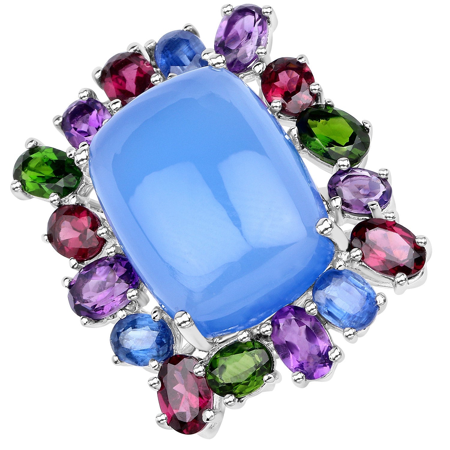 26.67 Carat Genuine Multi Stones .925 Sterling Silver Ring on sale at MyriadMart