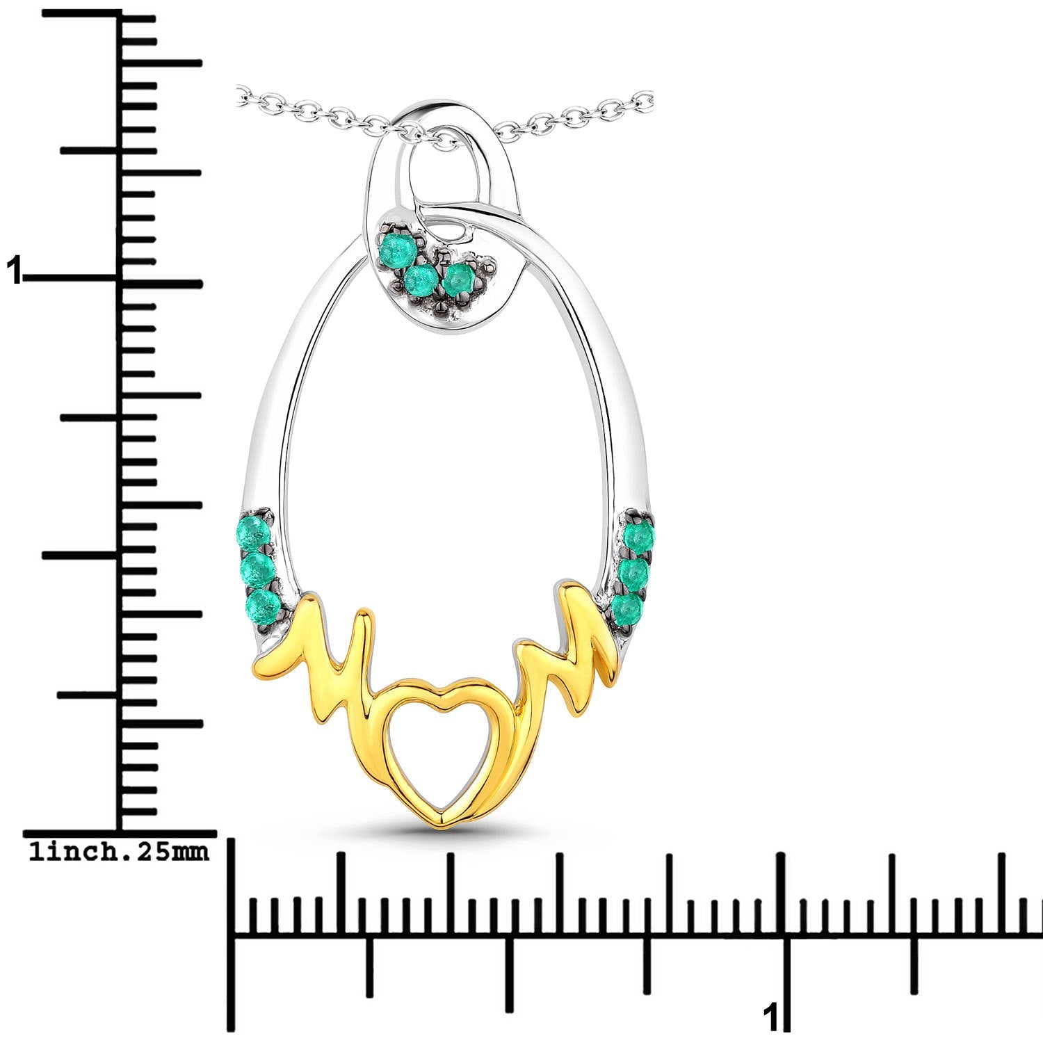 0.15 Carat Genuine Emerald .925 Sterling Silver Pendant on sale at MyriadMart