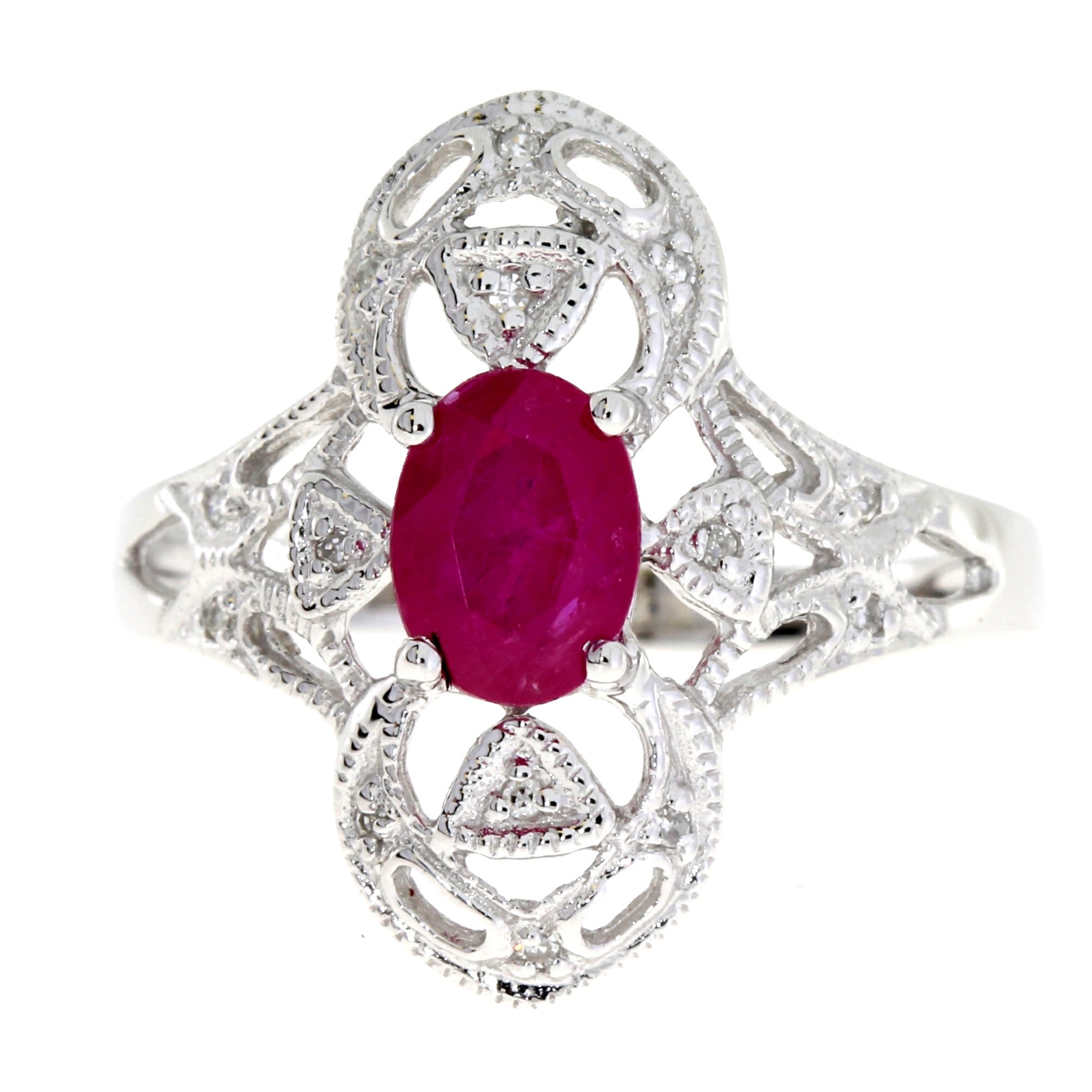 1.05ct Ruby Diamond Ring 10KT White Gold on sale at MyriadMart