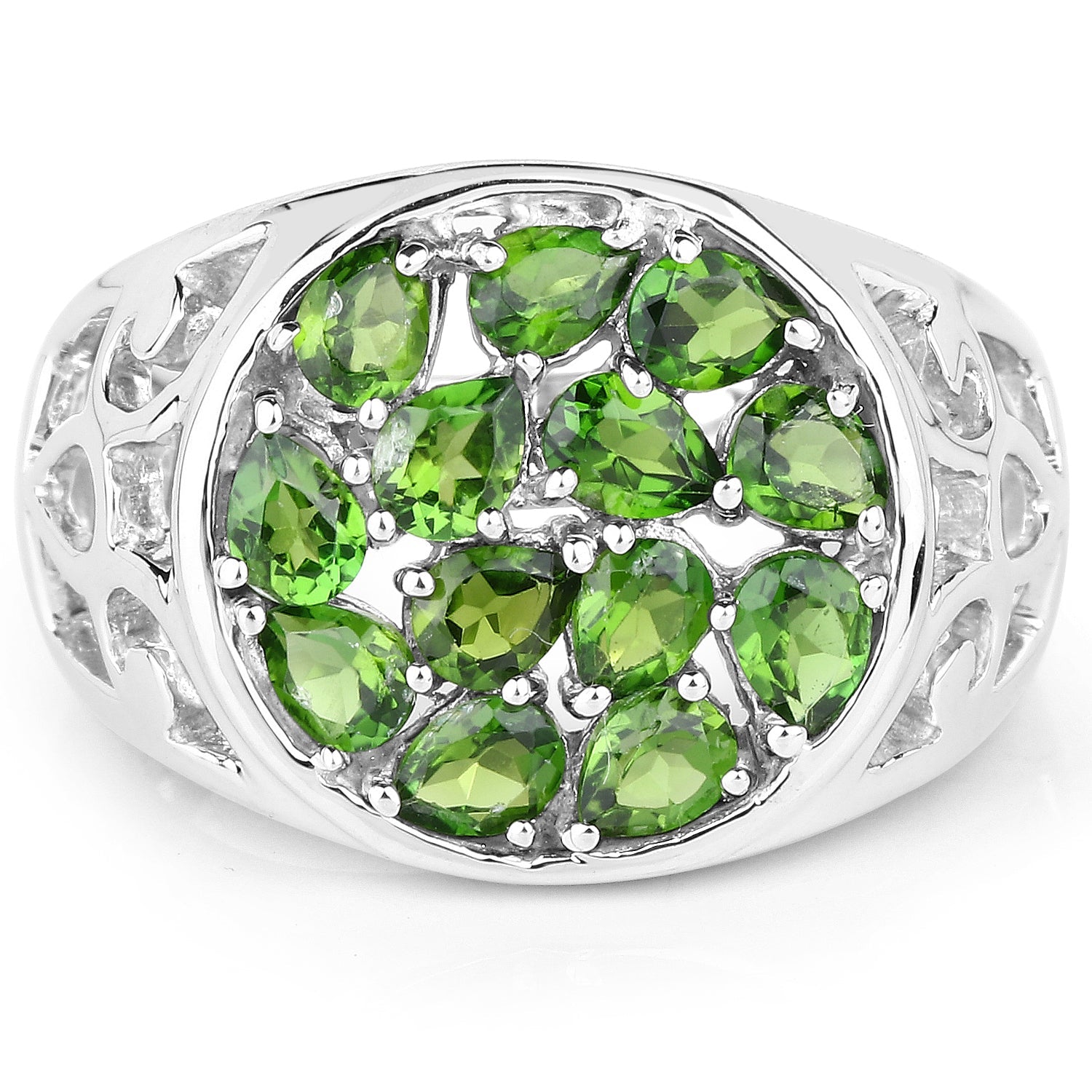 2.21 Carat Genuine Chrome Diopside .925 Sterling Silver Ring on sale at MyriadMart
