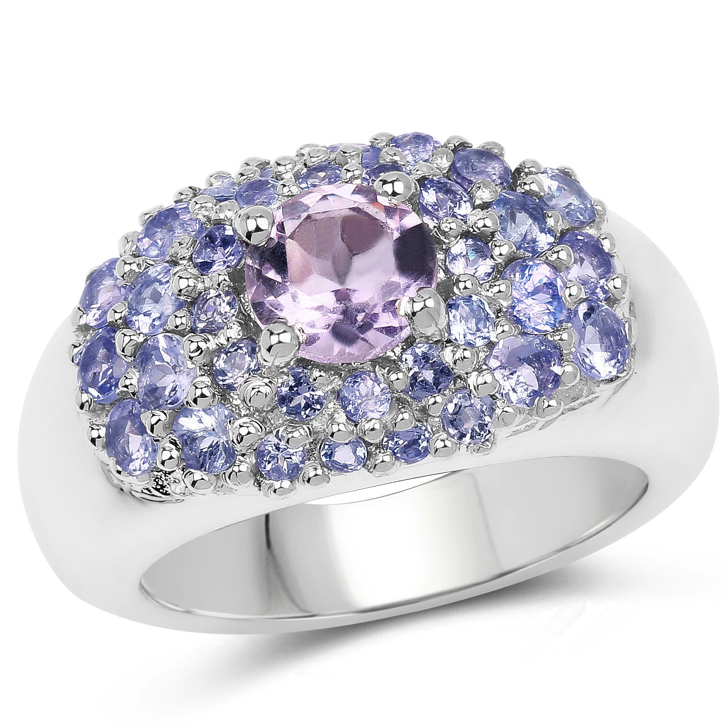2.43 Carat Genuine Amethyst and Tanzanite .925 Sterling Silver Ring on sale at MyriadMart