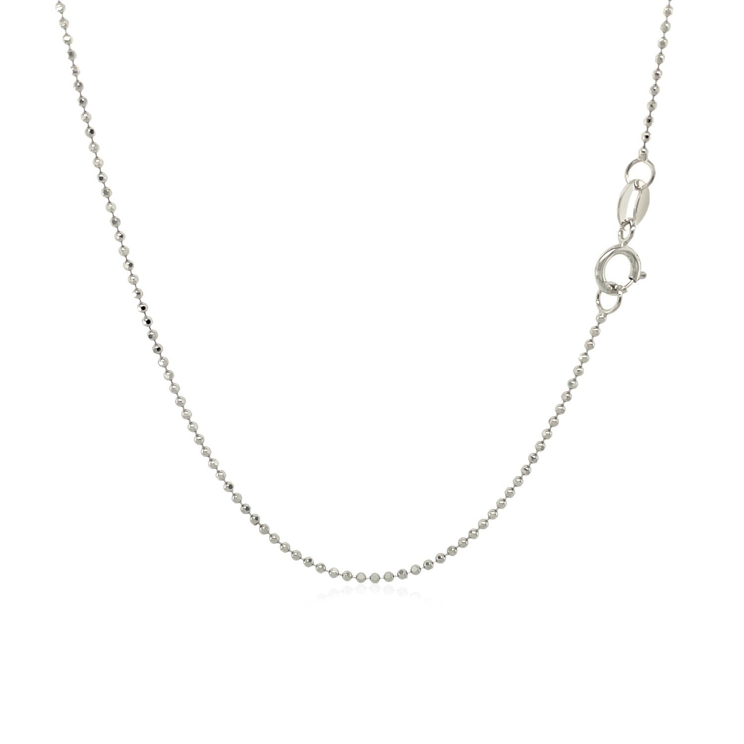 14k White Gold Diamond-Cut Bead Chain 1.0mm on sale at MyriadMart