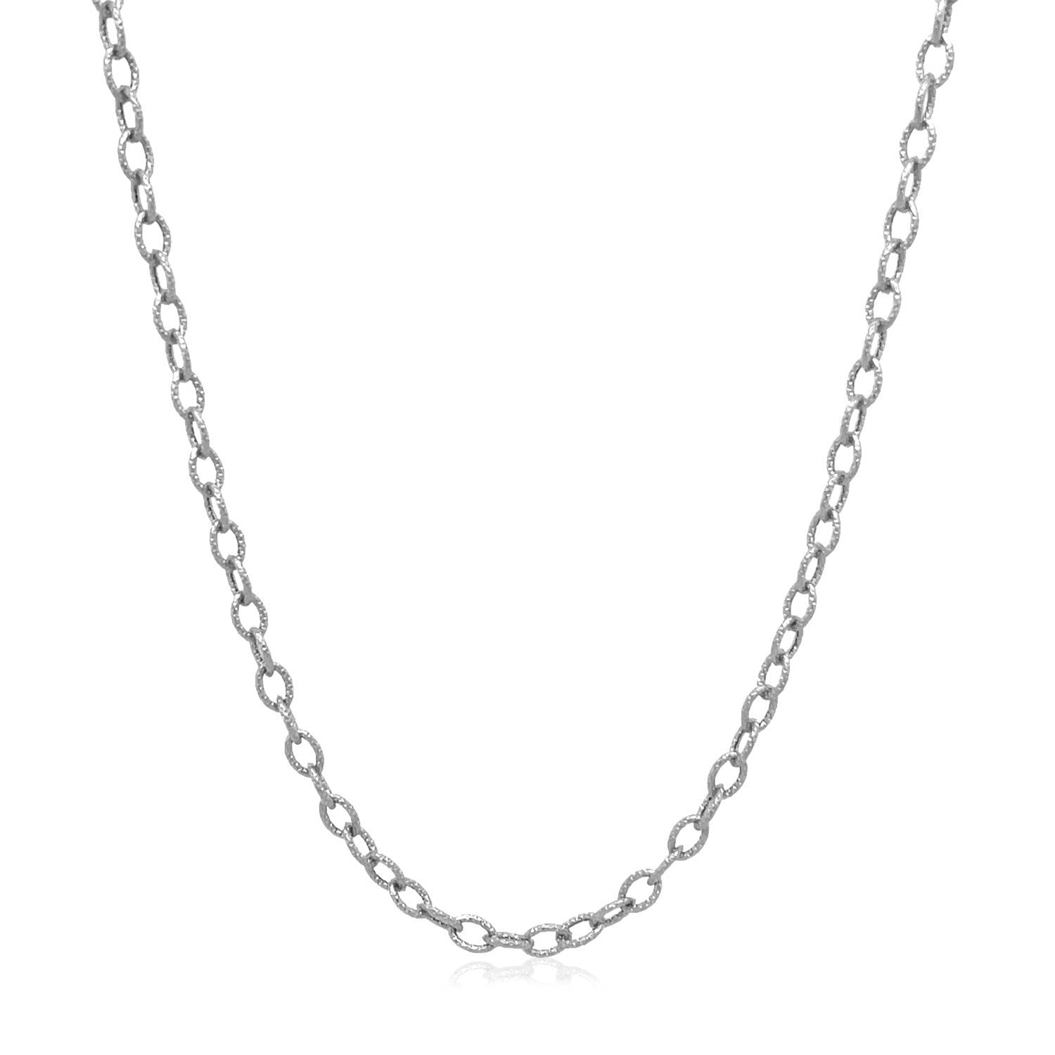 2.5mm 14k White Gold Pendant Chain with Textured Links on sale at MyriadMart