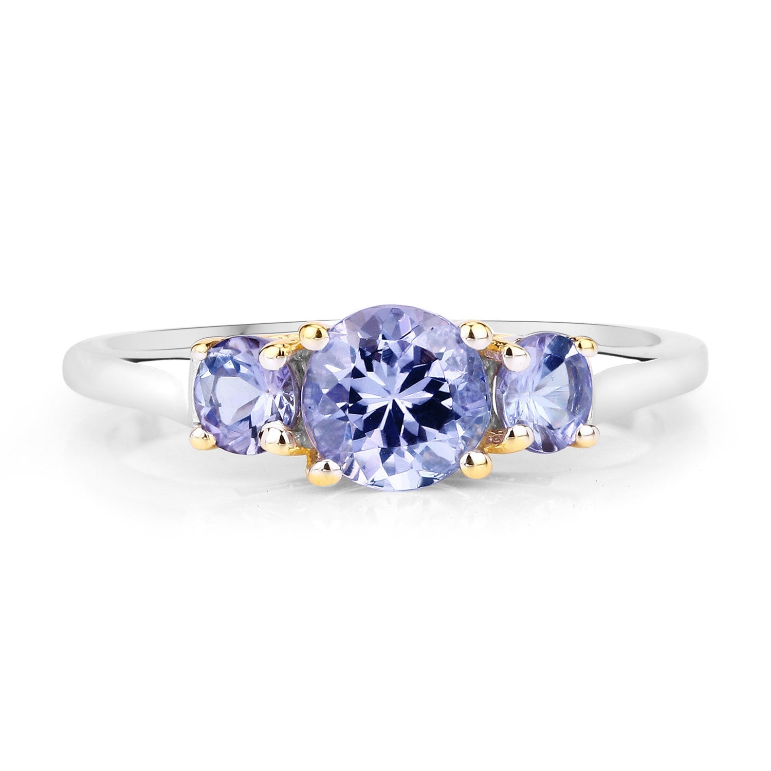 Two Tone Plated 1.07 Carat Genuine Tanzanite .925 Sterling Silver Ring on sale at MyriadMart