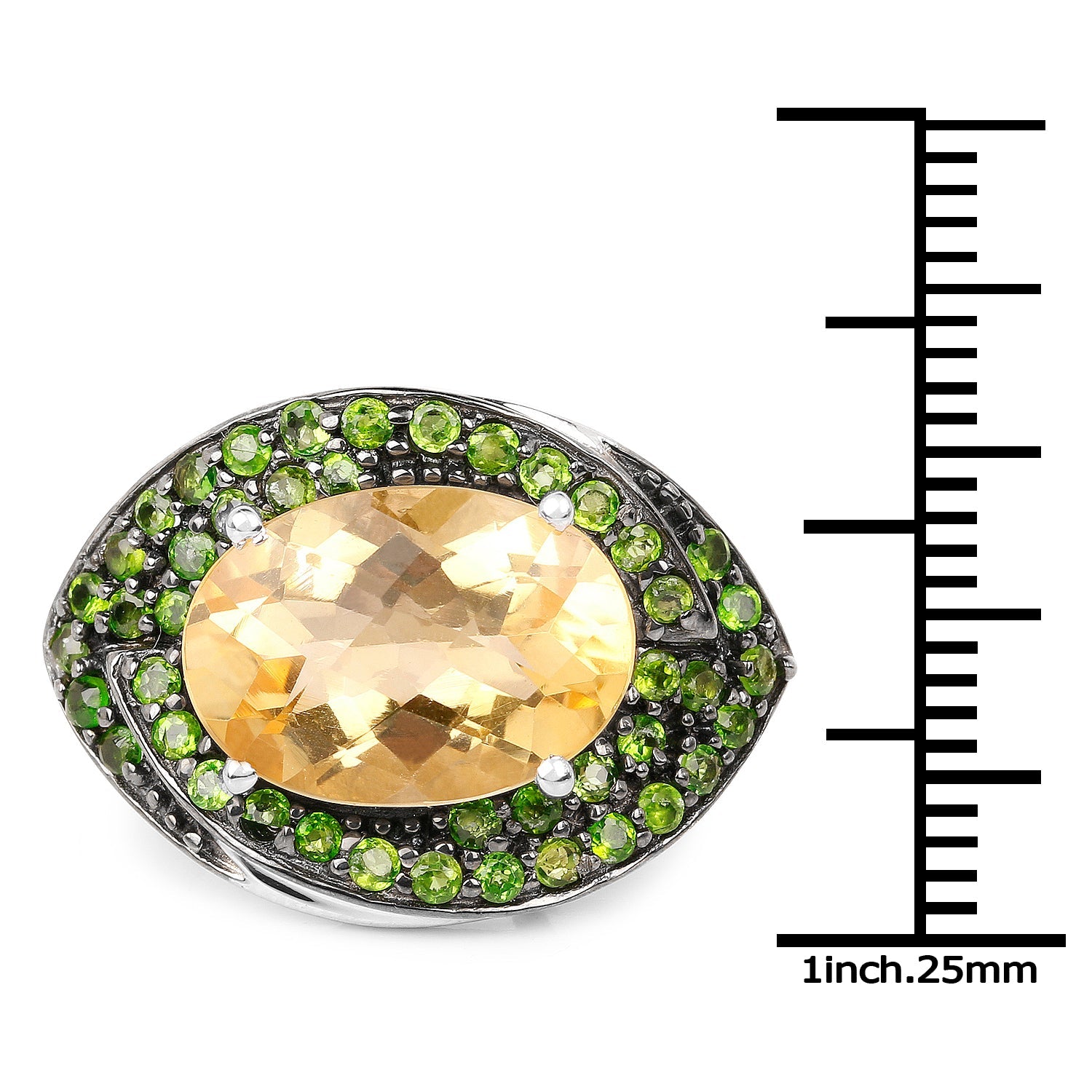 6.11 Carat Genuine Citrine and Chrome Diopside .925 Sterling Silver Ring on sale at MyriadMart