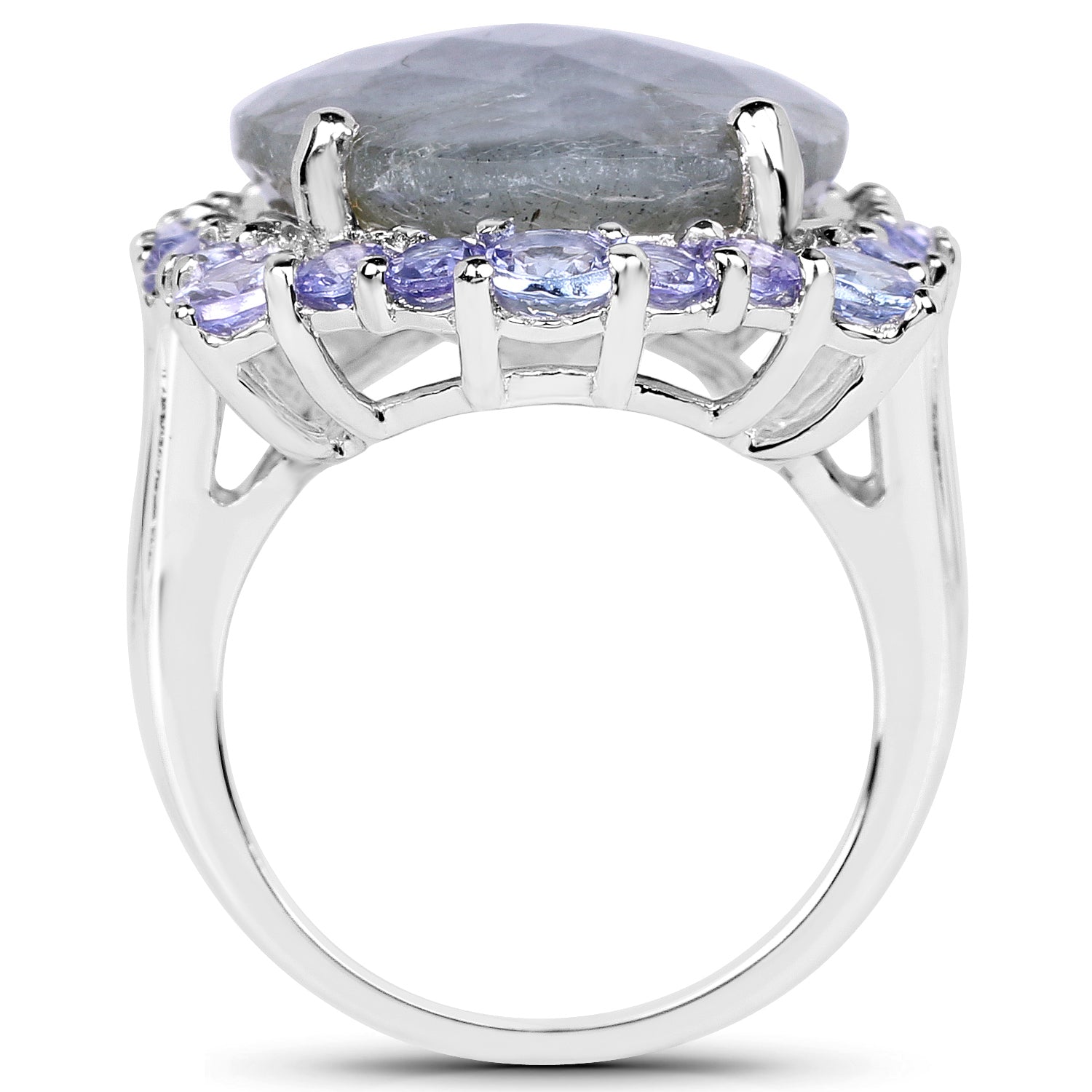 13.99 Carat Genuine Labradorite and Tanzanite .925 Sterling Silver Ring on sale at MyriadMart
