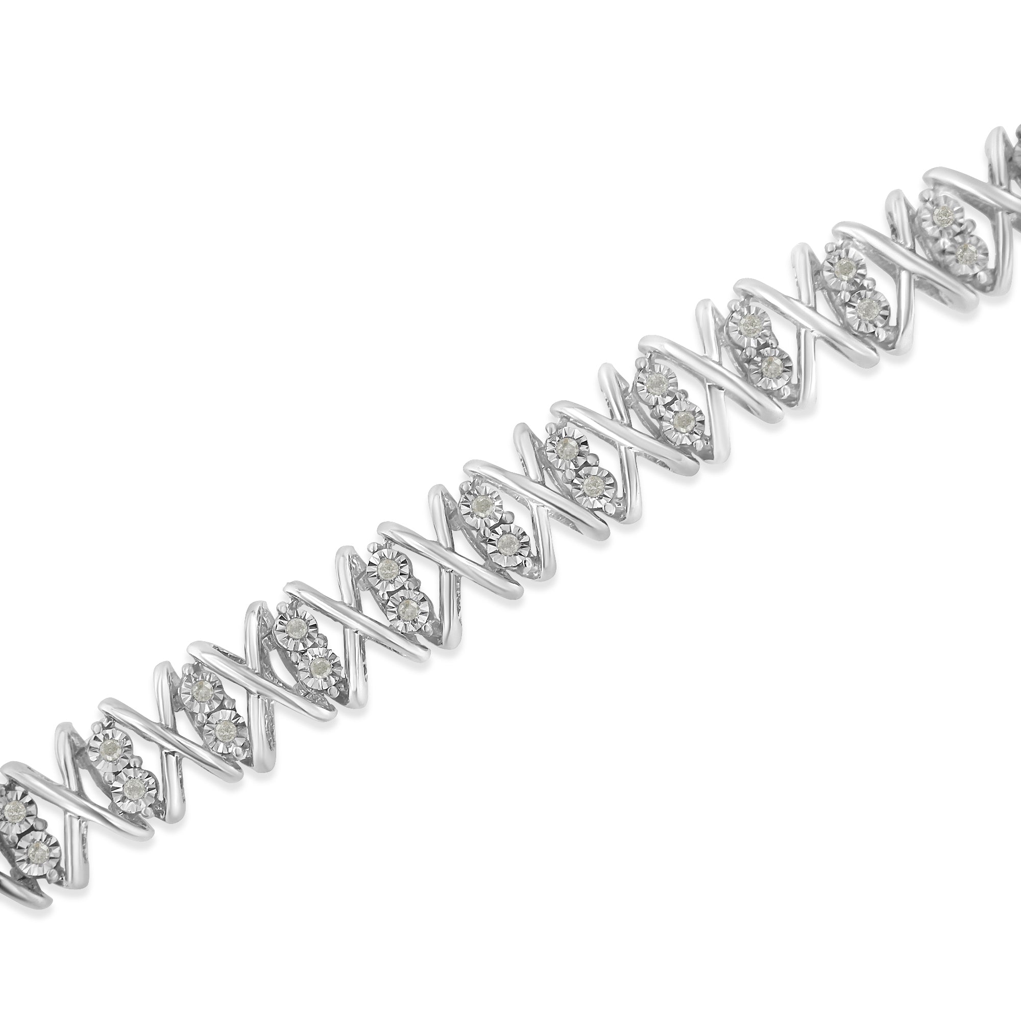 Sterling Silver rose-cut Diamond X-Link Bracelet 1 cttw, I-J Color, I2-I3 Clarity on sale at MyriadMart