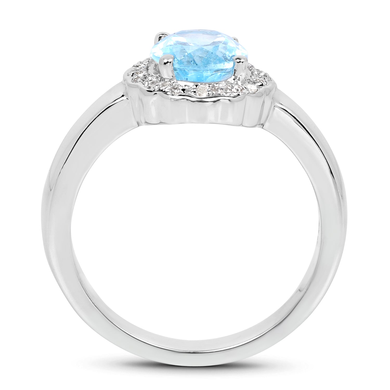 2.58 Carat Genuine Blue Topaz and White Topaz .925 Sterling Silver Ring on sale at MyriadMart