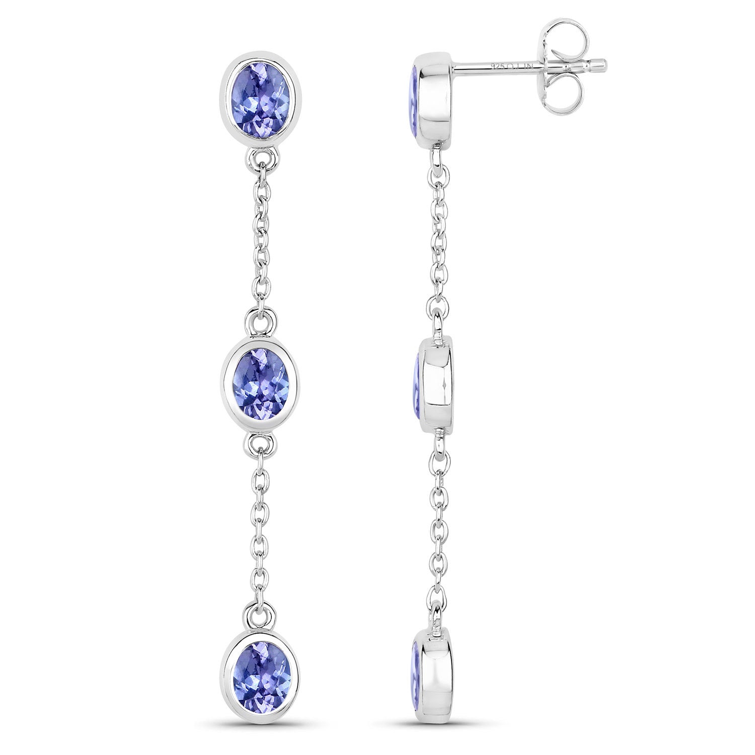 1.98 Carat Genuine Tanzanite .925 Sterling Silver Earrings on sale at MyriadMart