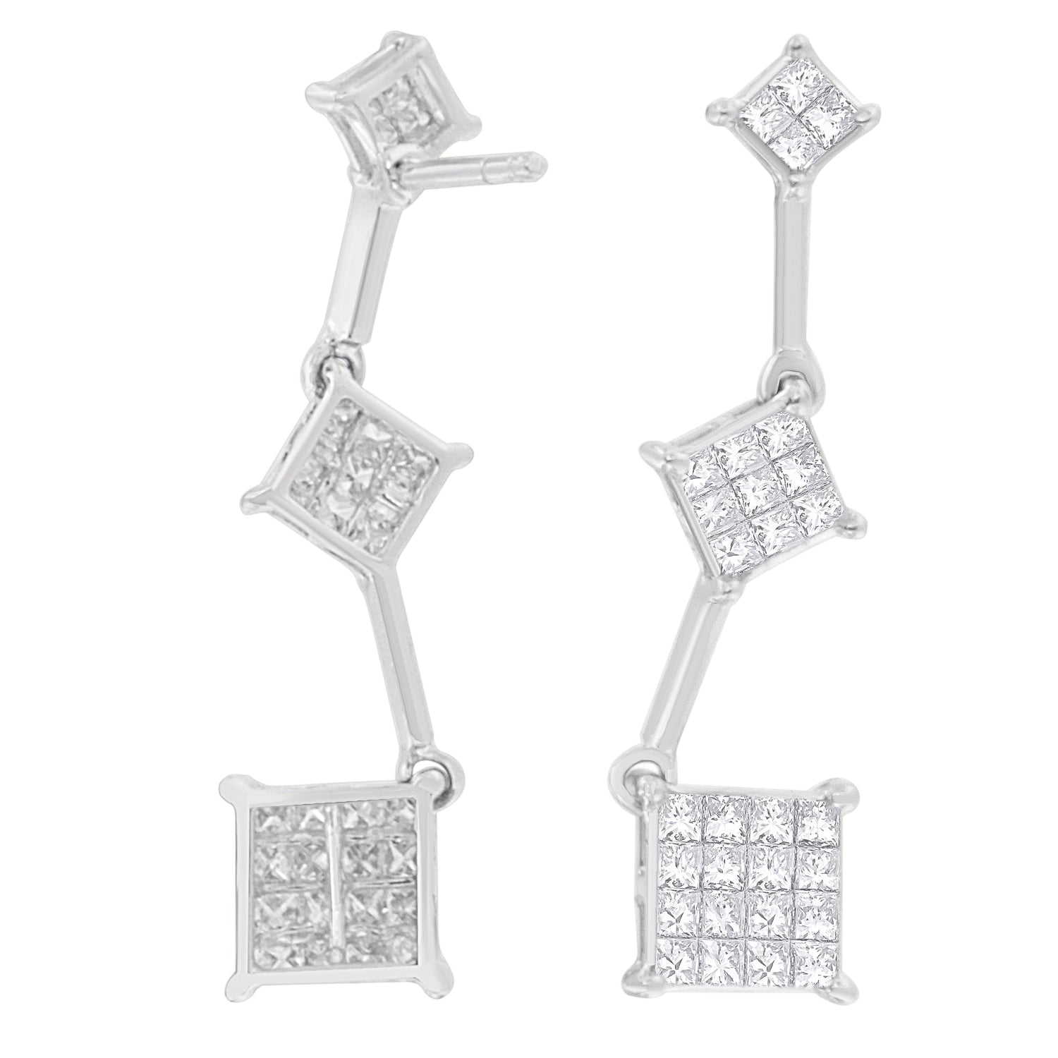 14K White Gold 1 cttw Princess Cut Diamond Earrings G-H, VS1-VS2 on sale at MyriadMart