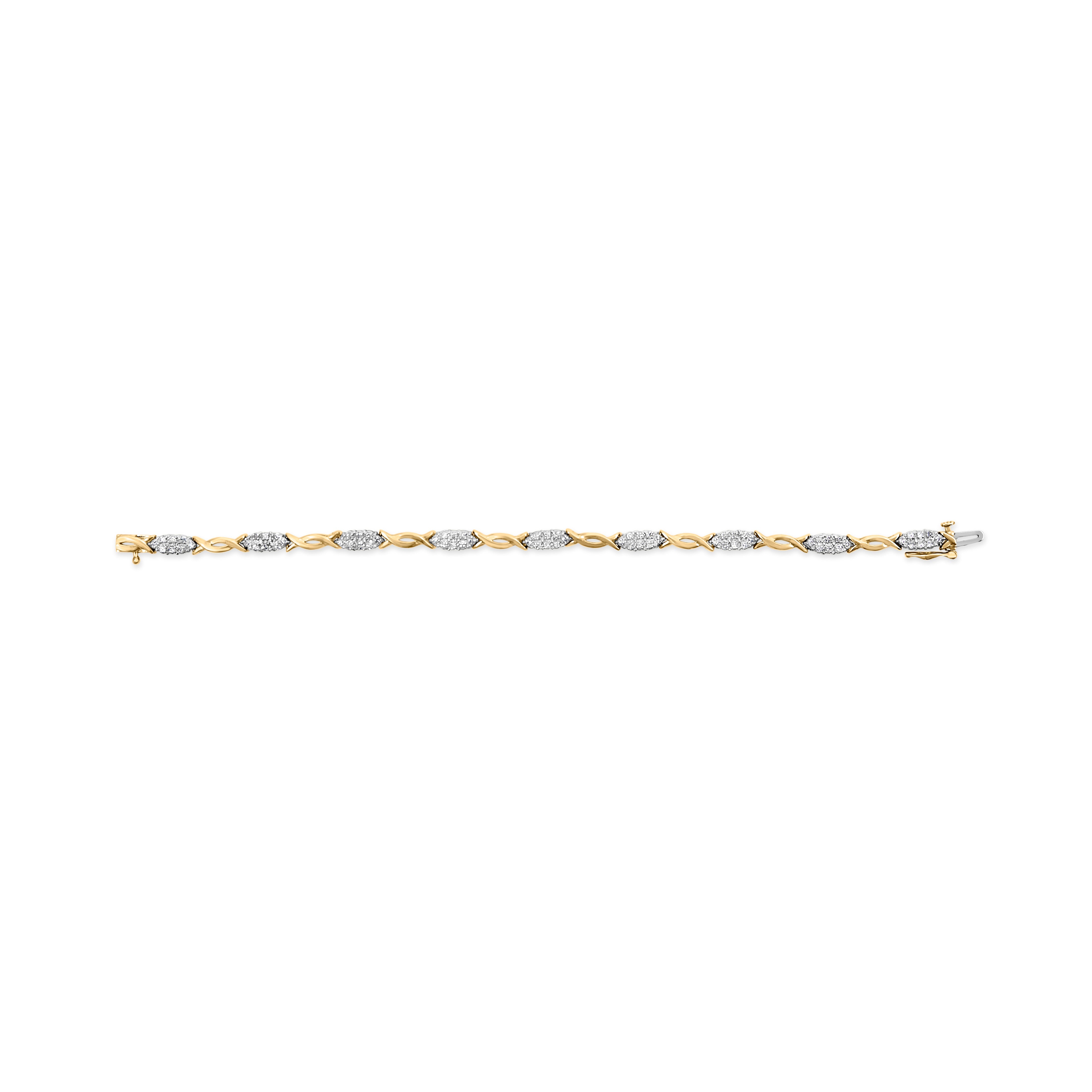 10K Yellow Gold 1.00 Cttw Round-Cut Diamond Spiral Link 7" Bracelet H-I Color, I2-I3 Clarity on sale at MyriadMart