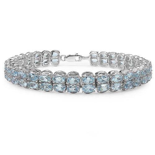 18.00 Carat Genuine Blue Topaz .925 Sterling Silver Bracelet on sale at MyriadMart