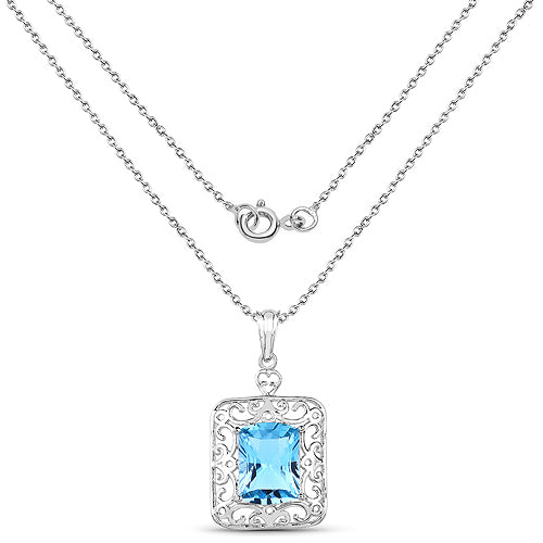 10.63 Carat Genuine Swiss Blue Topaz .925 Sterling Silver Pendant on sale at MyriadMart