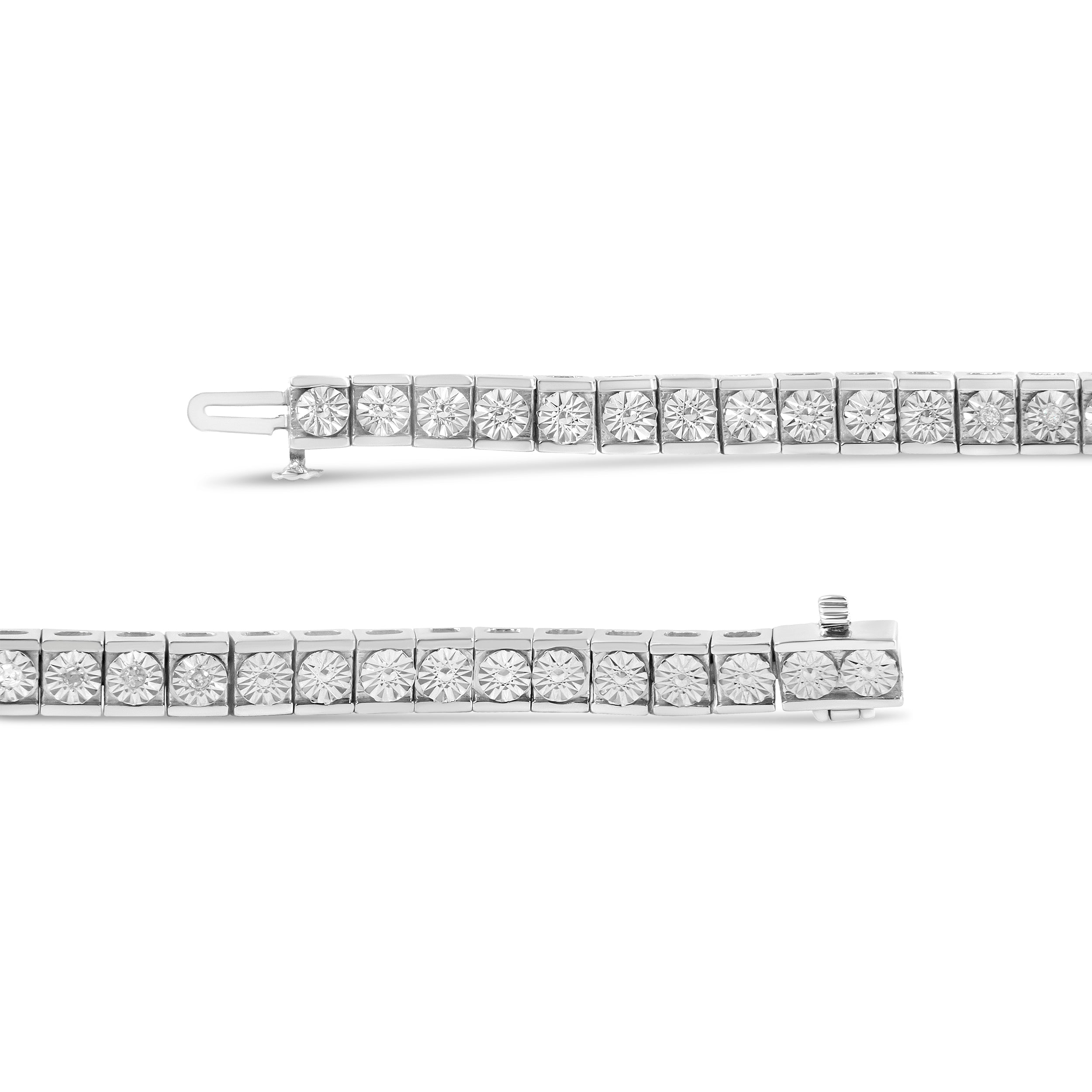 .925 Sterling Silver 1/4 Cttw Miracle Set Diamond and Bead Link 7.25" Tennis Bracelet I-J Color, I2-I3 Clarity on sale at MyriadMart