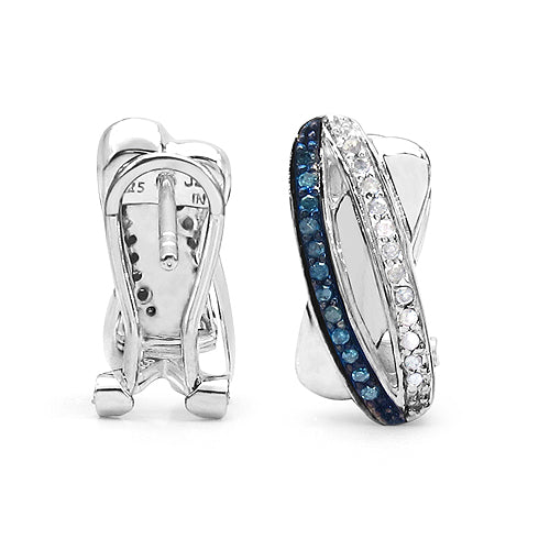 0.28 Carat Genuine Blue Diamond & White Diamond .925 Sterling Silver Earrings on sale at MyriadMart