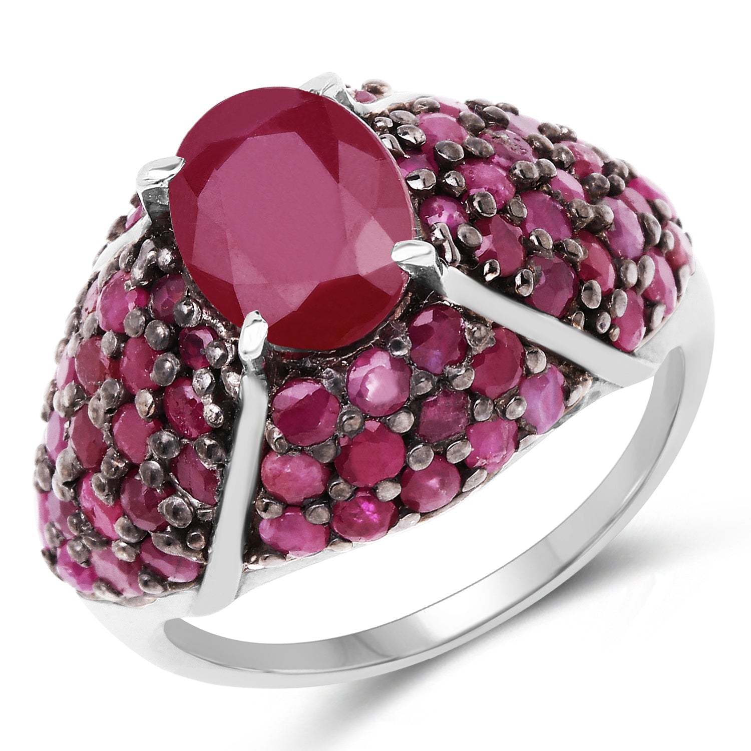 5.15 Carat Genuine Glass Filled Ruby & Ruby .925 Sterling Silver Ring on sale at MyriadMart
