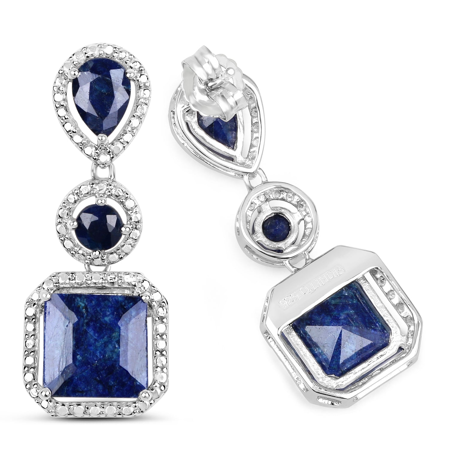 11.62 Carat Dyed Sapphire .925 Sterling Silver Earrings on sale at MyriadMart
