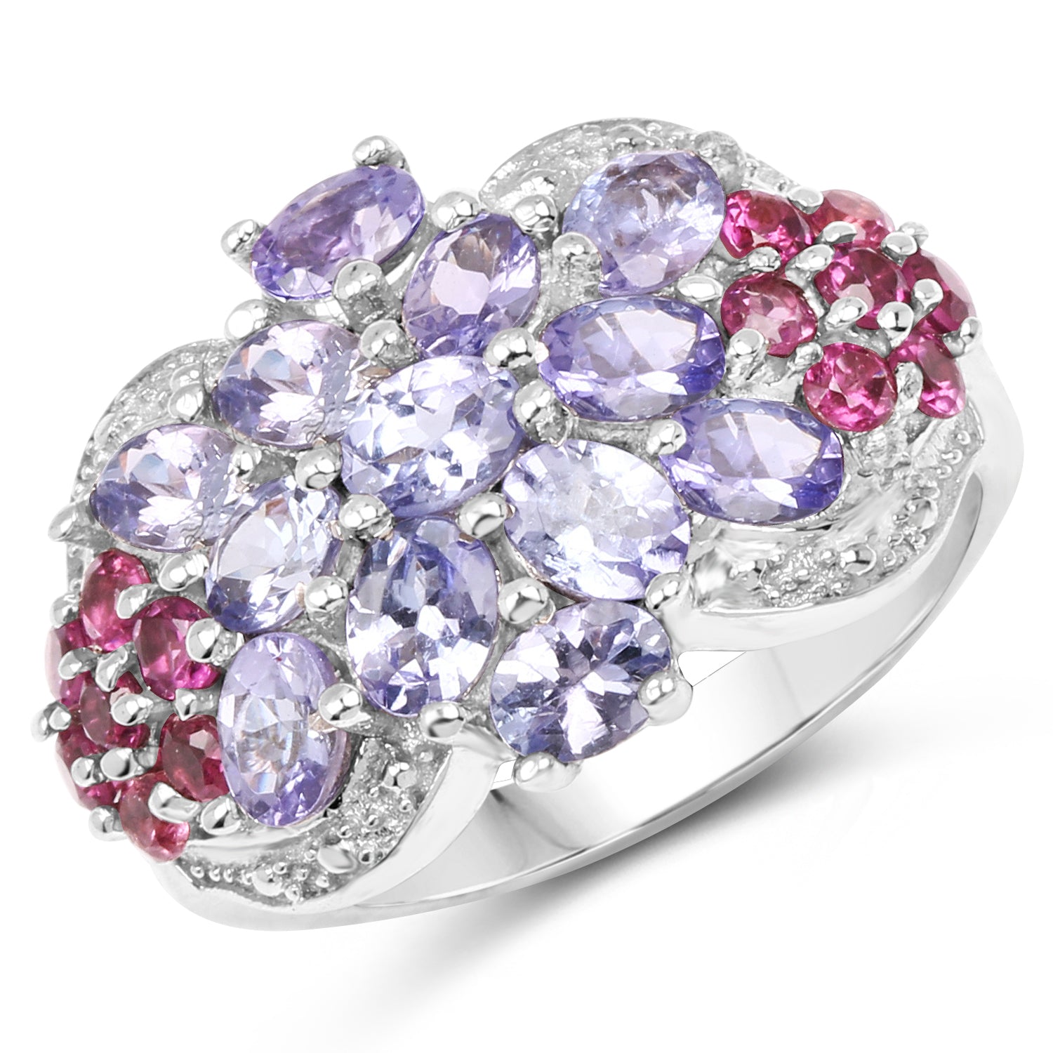 2.91 Carat Genuine Tanzanite and Rhodolite .925 Sterling Silver Ring on sale at MyriadMart