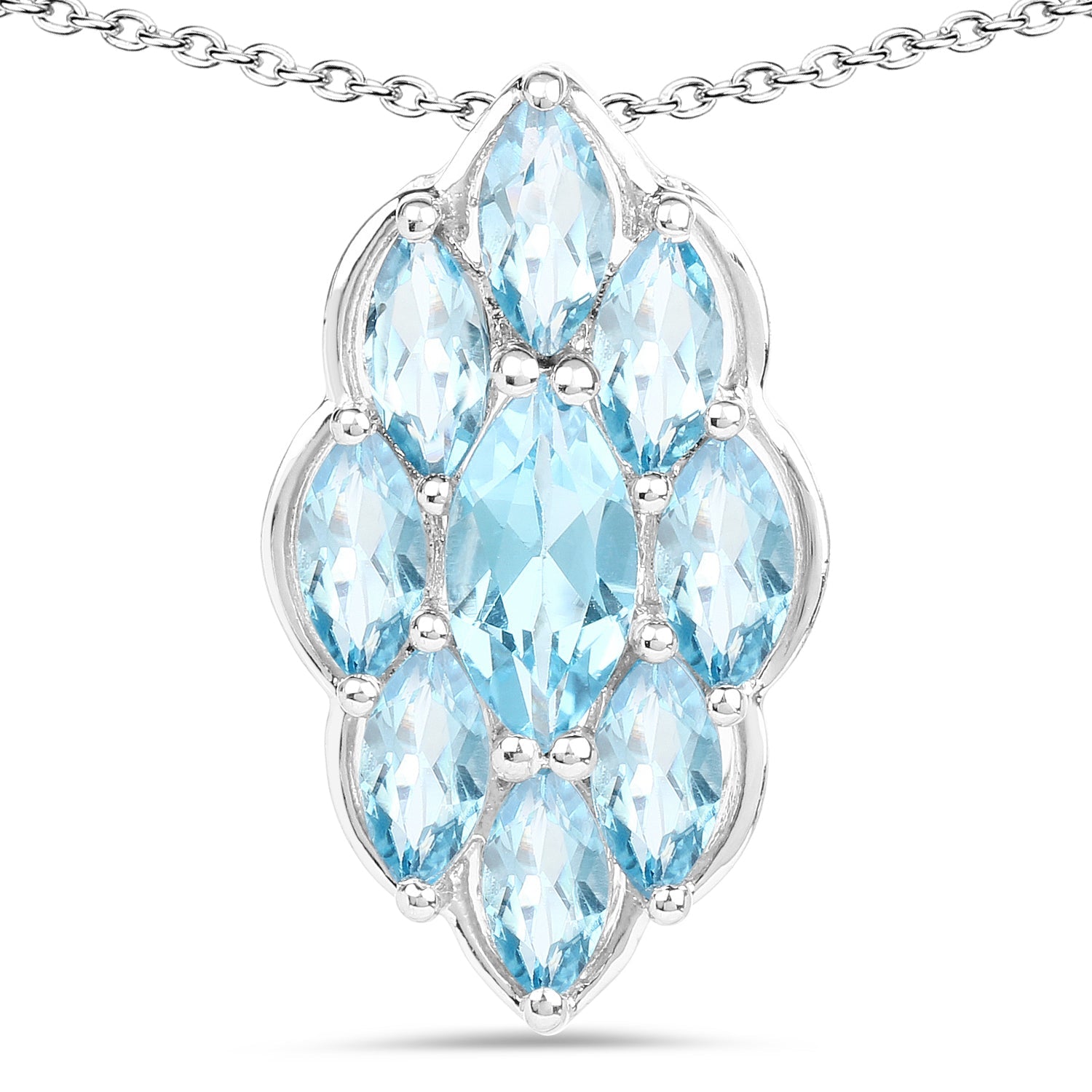 4.77 Carat Genuine Swiss Blue Topaz .925 Sterling Silver Pendant on sale at MyriadMart