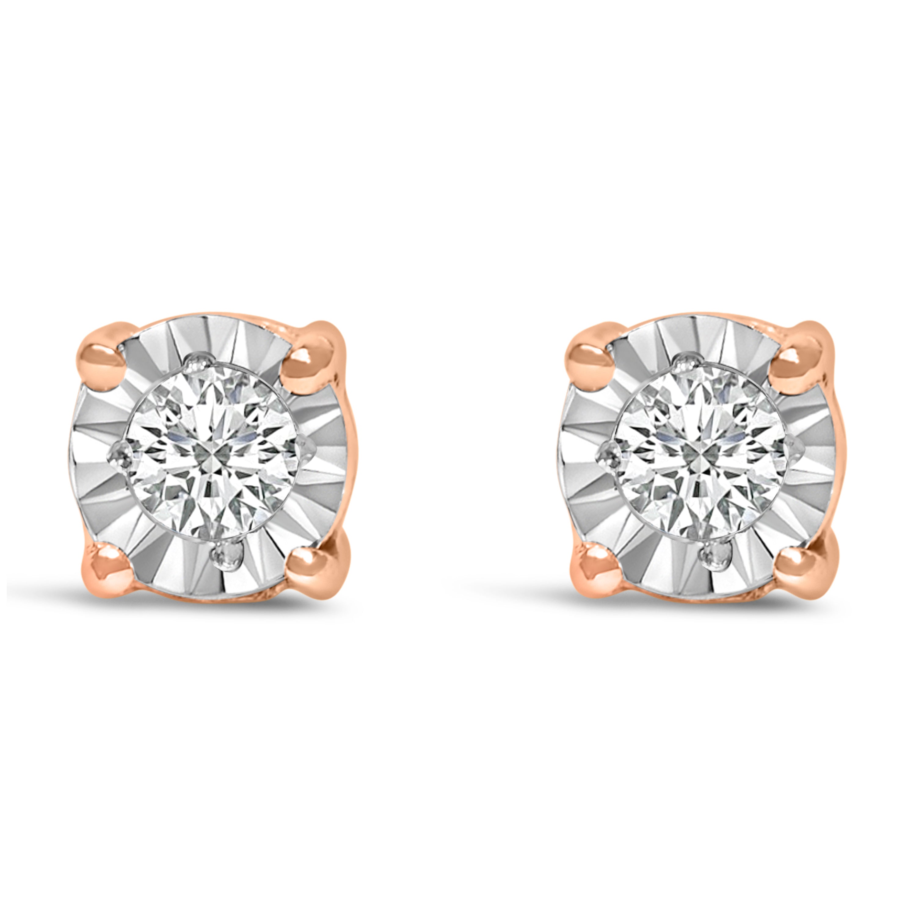 .925 Sterling Silver 1/10 Cttw Round Brilliant-Cut Lab Grown Diamond Miracle-Set Stud Earrings F-G Color, VS1-VS2 Clarity on sale at MyriadMart